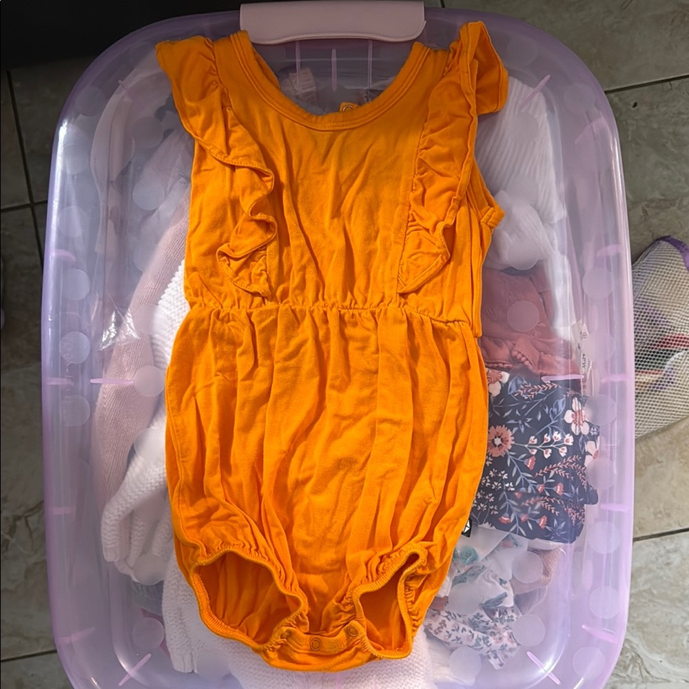 Orange Ruffled Baby Romper